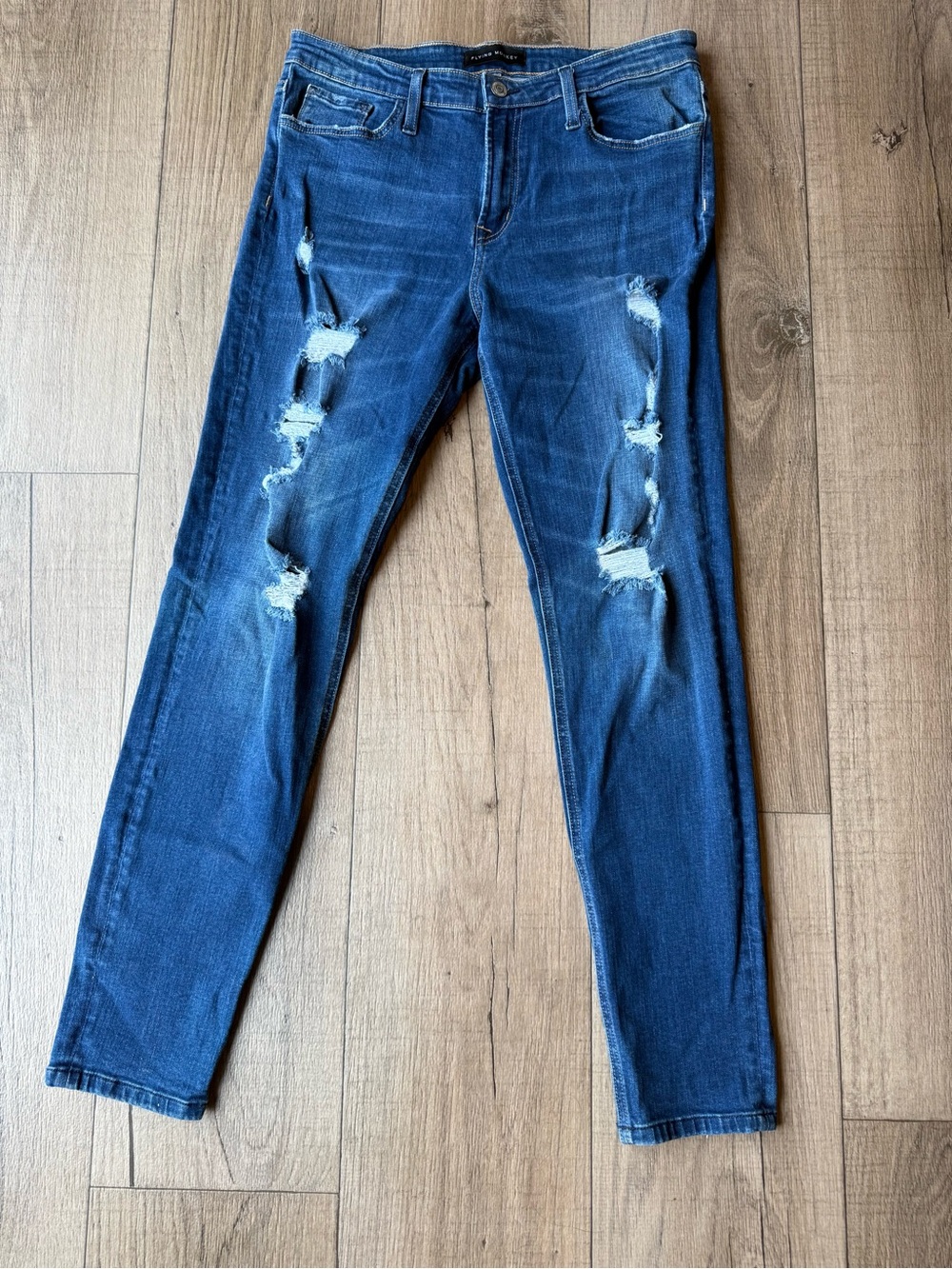 Flying Monkey Distressed Skinny Jeans - Dark Blue